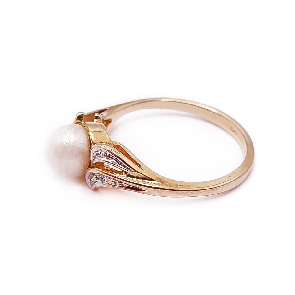 Kultainen helmi-timanttisormus 17-mm 0,01ct #1 Kultatukku.fi