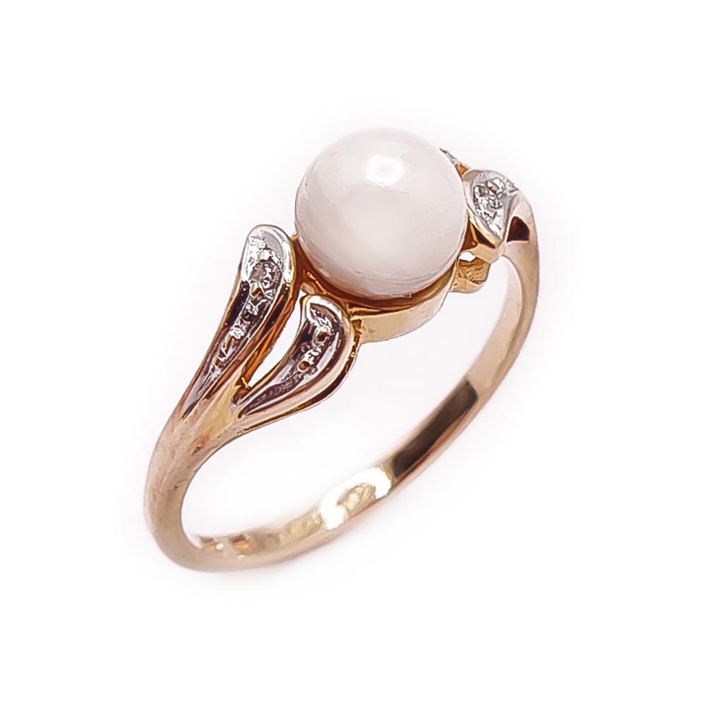 Kultainen helmi-timanttisormus 17-mm 0,01ct #0 Kultatukku.fi