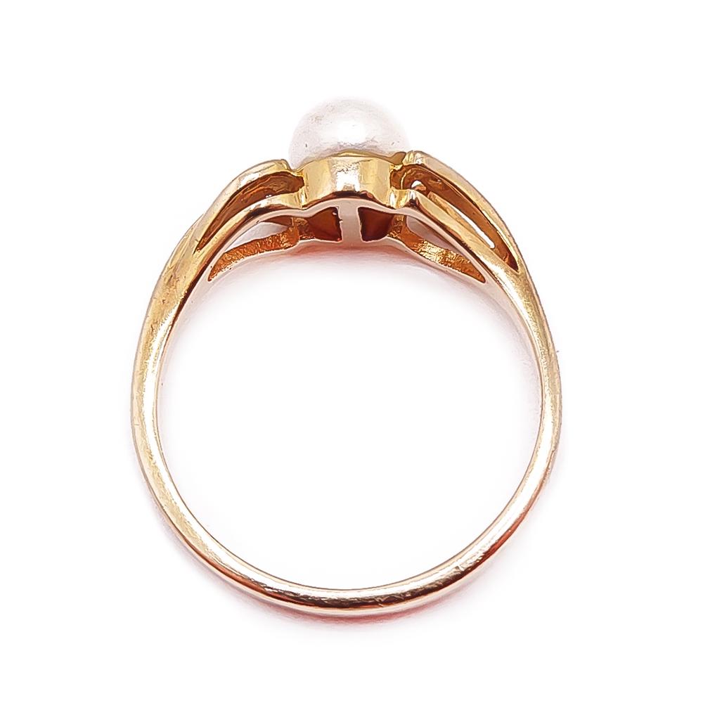 Kultainen helmi-timanttisormus 17-mm 0,01ct #2 Kultatukku.fi