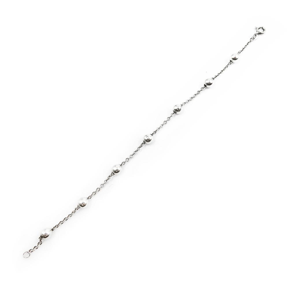 Hopeinen ankkuriketju palloilla 19,5cm #0 Kultatukku.fi