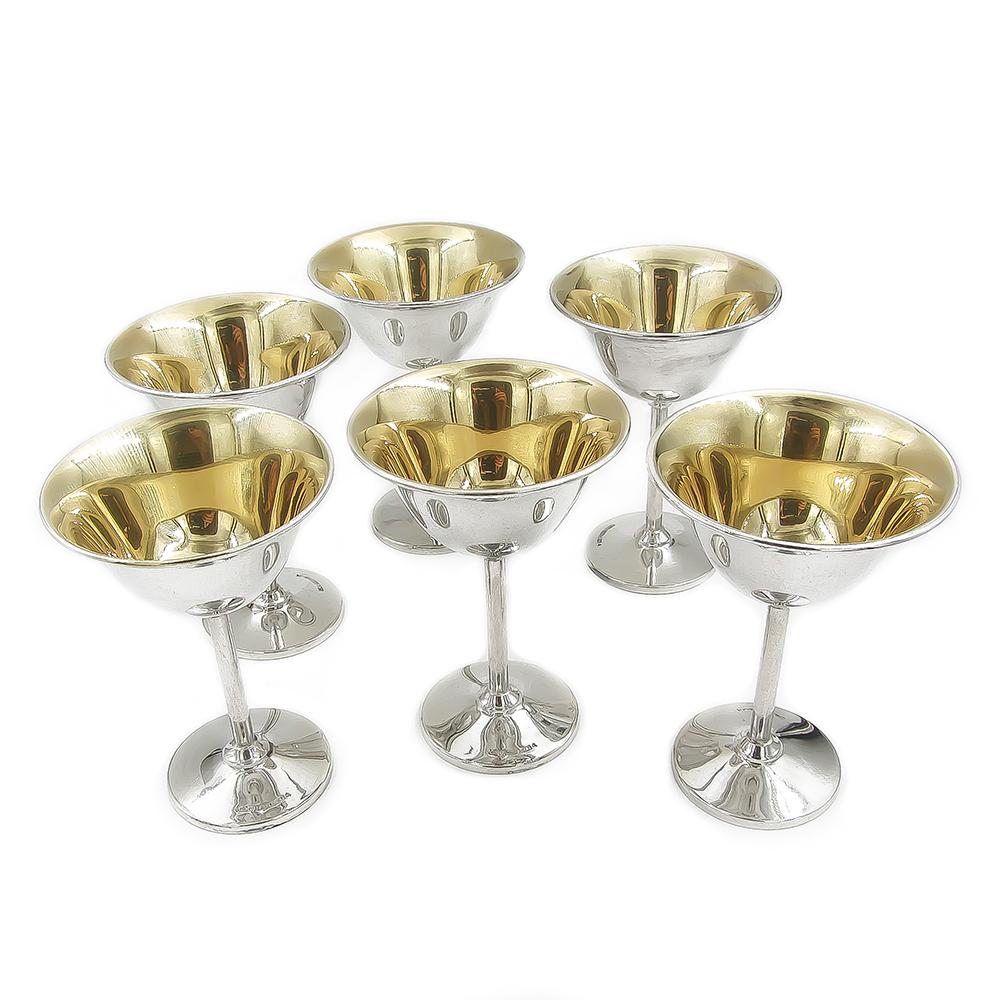 Auran Kultaseppä hopeiset cocktailmaljat 6 kpl, 830, 9 cm, 1977 #0 Kultatukku.fi