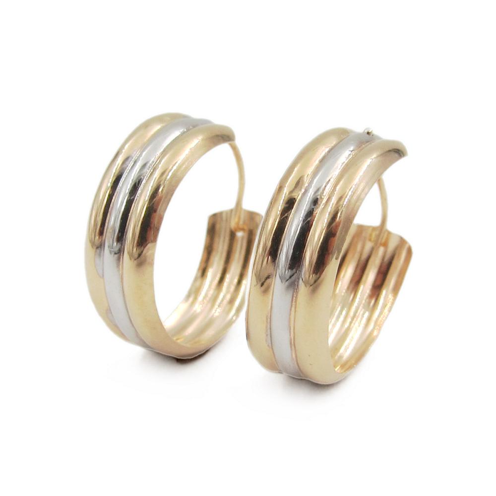 Kelta- ja valkokultaiset korvarenkaat 14K, 14,6 mm #0 Kultatukku.fi