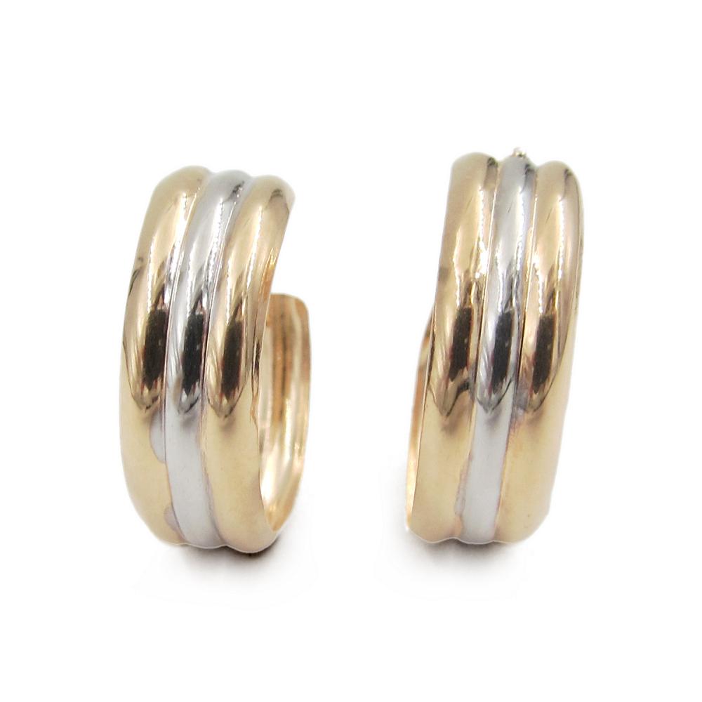 Kelta- ja valkokultaiset korvarenkaat 14K, 14,6 mm #3 Kultatukku.fi