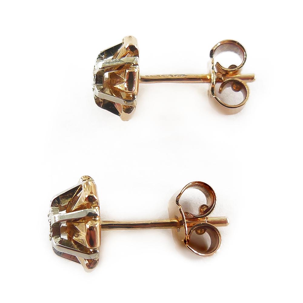 18K kultaiset kukka-aiheiset timanttikorvakorut 0,04 ct, 7,7 mm #2 Kultatukku.fi