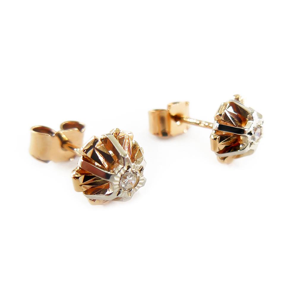 18K kultaiset kukka-aiheiset timanttikorvakorut 0,04 ct, 7,7 mm #4 Kultatukku.fi
