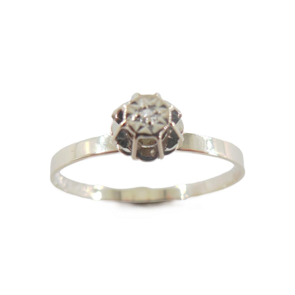 Valkokultainen timanttisormus 18K, 0,005 ct, 17 mm, 1984 #2 Kultatukku.fi
