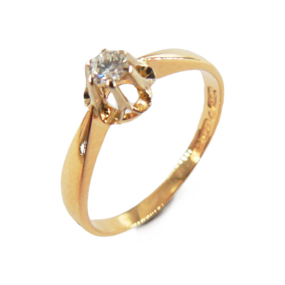 Kultaseppä Jouko Tolonen 18K kultainen timanttisormus 0,05 ct, 17,5 mm, 1977 #0 Kultatukku.fi
