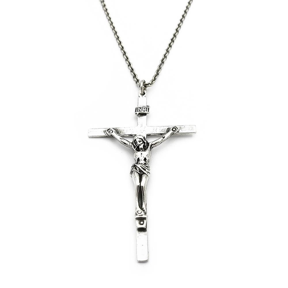 Hopeinen INRI ristiriipus 60cm v.-68 #0 Kultatukku.fi