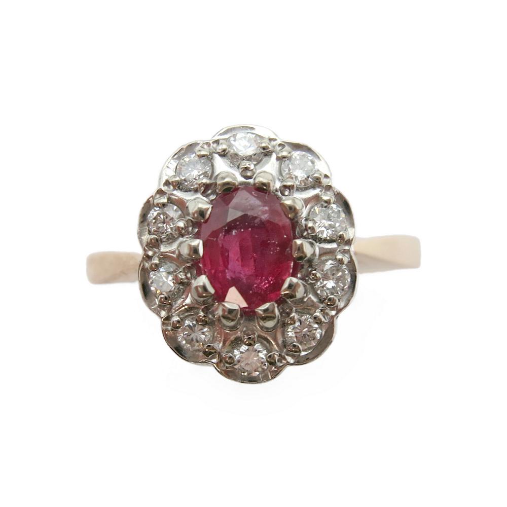 Kohinoor Timantti punakivellinen Dianasormus 0,20ct 17,5mm #1 Kultatukku.fi