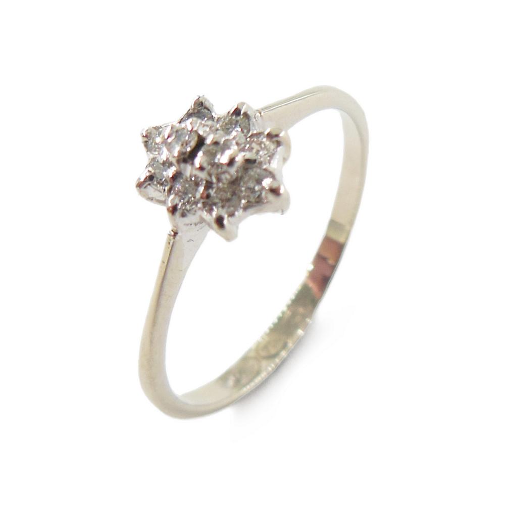 18K valkokultainen timanttisormus 0,15 ct, 16,5 mm – 1981 #0 Kultatukku.fi