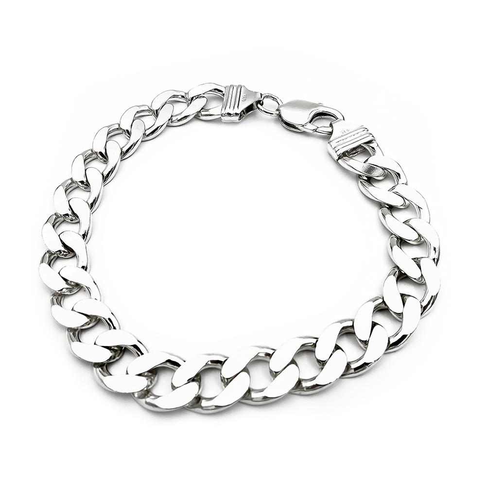 Hopeinen panssariranneketju 11mm 24,5cm #1 Kultatukku.fi