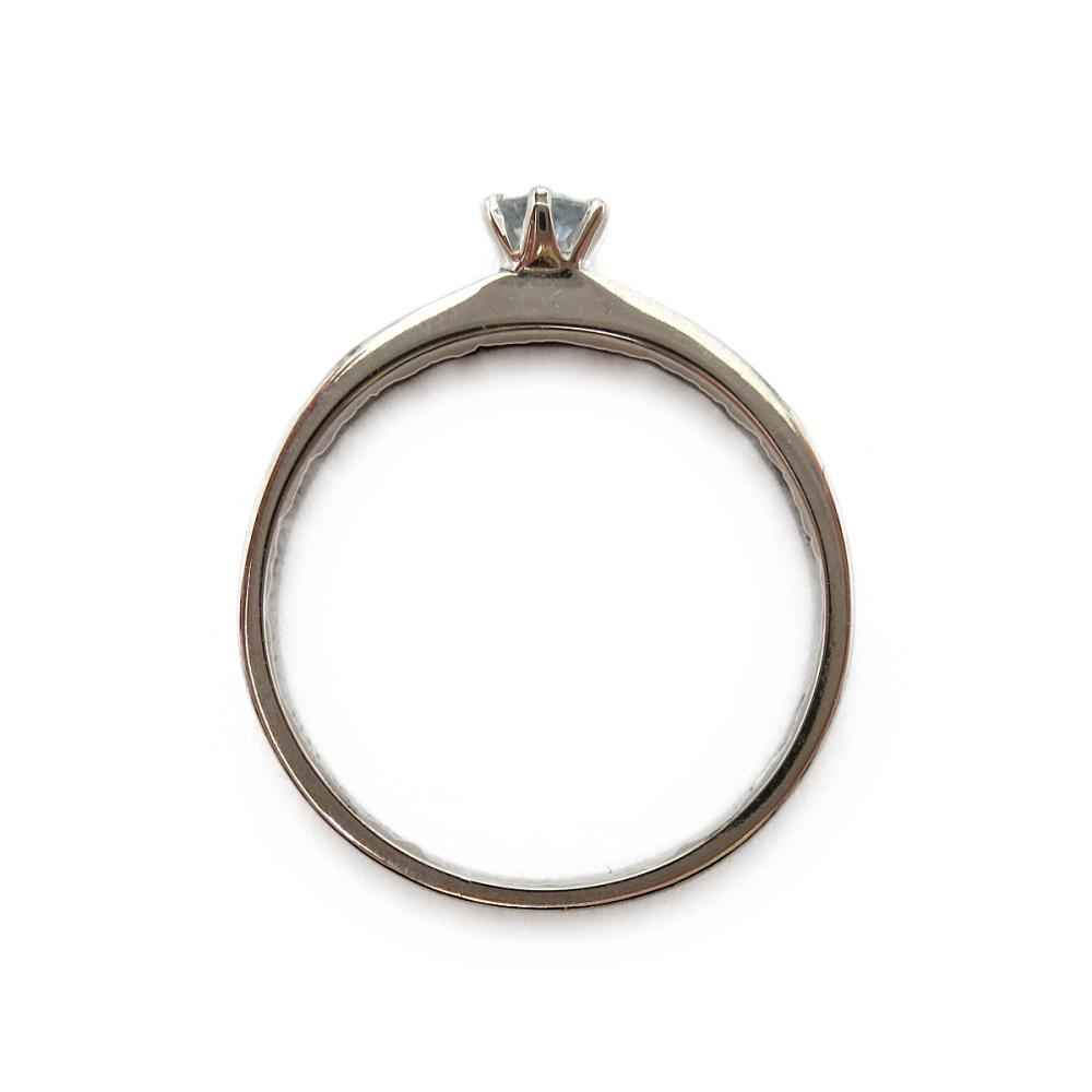 18K Valkokultainen 0,06ct timanttisormus kohotetulla kirkkaalla kivellä 16mm #2 Kultatukku.fi
