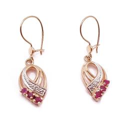 Tuotekuva Punakiviset kultaiset korvakorut 0,01ct timantit