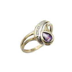 Tuotekuva Kultainen ametisti timanttisormus 0.02ct 17,5mm
