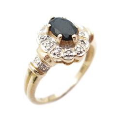 Tuotekuva Kultainen timanttisormus safiirilla yht. 0,03 ct koko 17-