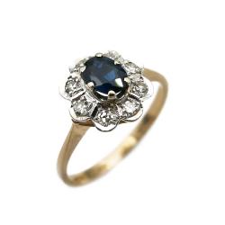 Tuotekuva Kultainen safiiri-timanttisormus 0.08ct 17,0mm 18k