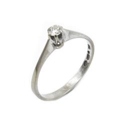 Tuotekuva 18k Valkokultainen timanttisormus 0,10ct v.1980 halk.17.5mm