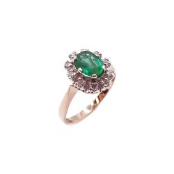 Tuotekuva Kultainen smaragdi timanttisormus 0,10ct 17,5mm v.-88