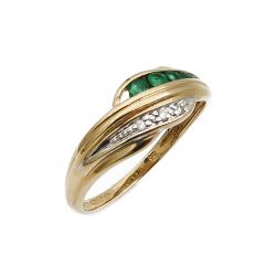 Tuotekuva kultainen smaragdi timanttisormus16,75mm0,003ct