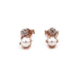 Tuotekuva Kultaiset timantti-helmi korvakorut 4mm+2kpl 0.01ct tappi Top Gold