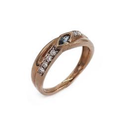 Tuotekuva Kultainen timantti-v.sinikivinen sormus 8kpl yht. 0.16ct 18.25 OLL
