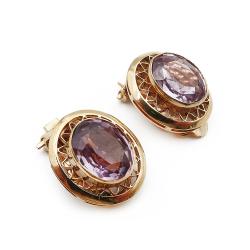 Tuotekuva 18K klipsi korvakorut ametistinvärisellä kiveellä