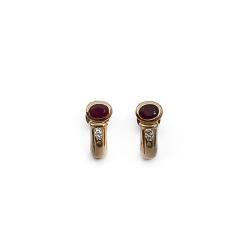 Tuotekuva Kultaiset korvakorut punaisilla kivillä ja timanteilla 2x0.005ct