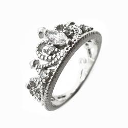 Tuotekuva Kruunusormus kirkkain kivin, 18mm