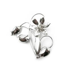 Tuotekuva Kukka rintaneula kirkkaalla kivellä, Kupittaan kulta