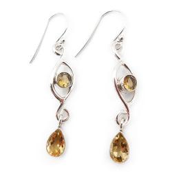 Tuotekuva Hopeiset korvakorut, keltaiset kivet