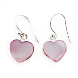 Tuotekuva Hopeiset korvakorut koukulla,pinkki sydän