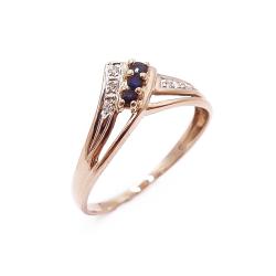 Tuotekuva Kultainen sinisafiiri-timanttisormus 0,025ct 17mm v.2002