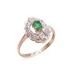 Tuotekuva Kultainen smaragdi-timanttisormus 0,07ct 17mm v.-95