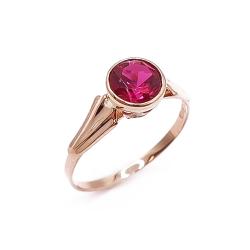 Tuotekuva Kultainen punakivinen sormus 16,5mm v.-90