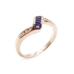 Tuotekuva Kultainen sinisafiiri-timanttisormus 0,06ct 17mm v.-92