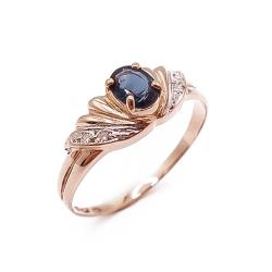 Tuotekuva Kultainen sinisafiiri-timanttisormus 0,02ct 18mm