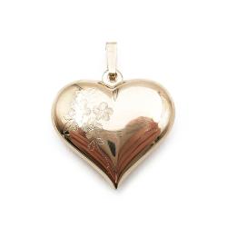 Tuotekuva Kukkakuvioinen 3cm sydänriipus