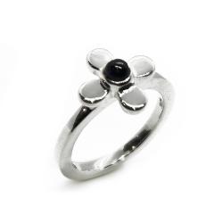 Tuotekuva Kukkasormus musta kivi onyx