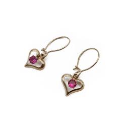 Tuotekuva Kultaiset roikkuvat sydänkorvakorut punainen kivi