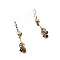 Tuotekuva Kultaiset roikkuvat korvakorut, tummansininen kivi