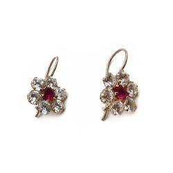 Tuotekuva Kultaiset koukkukorvakorut punaisella zirkoniakivellä