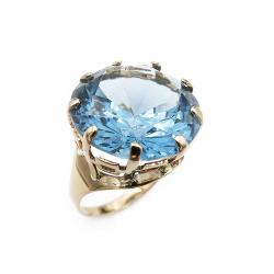 Tuotekuva Kultainen sormus sininen kivi 17,25mm v.-75