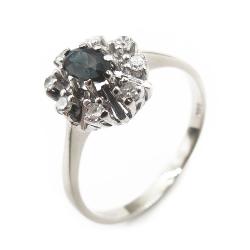 Tuotekuva Valkokultainen Diana sormus, 18mm, sinisafiiri+8x0,01ct