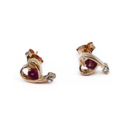 Tuotekuva Kultaiset Sydän korvakorut pun.kivellä