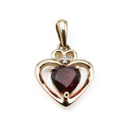 Tuotekuva Kultainen sydänriipus, punainen kivi ja zirk.