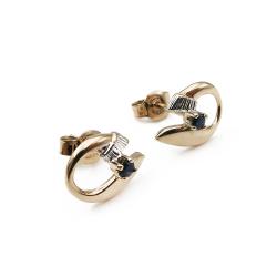 Tuotekuva Kultaiset tappikorvakorut, sininen kivi ja valkokulta koristelu