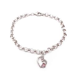 Tuotekuva Hopeinen papuranneketju sydämellä 19,5cm