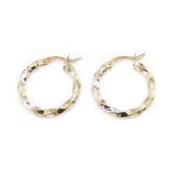 Tuotekuva Kelta-valkokultaiset korvarenkaat halk.14mm lev.2mm