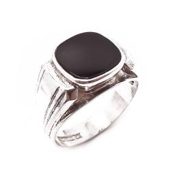 Tuotekuva Hopeinen kantasormus onyx 17,5mm v.-85