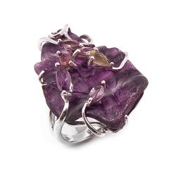 Tuotekuva Hopeinen ametisti-lehtisormus 17mm